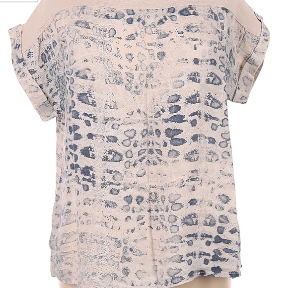 Lungo L’arno Made in Italy 100% Linen blue animal print over natural tan top 1X - Picture 9 of 9